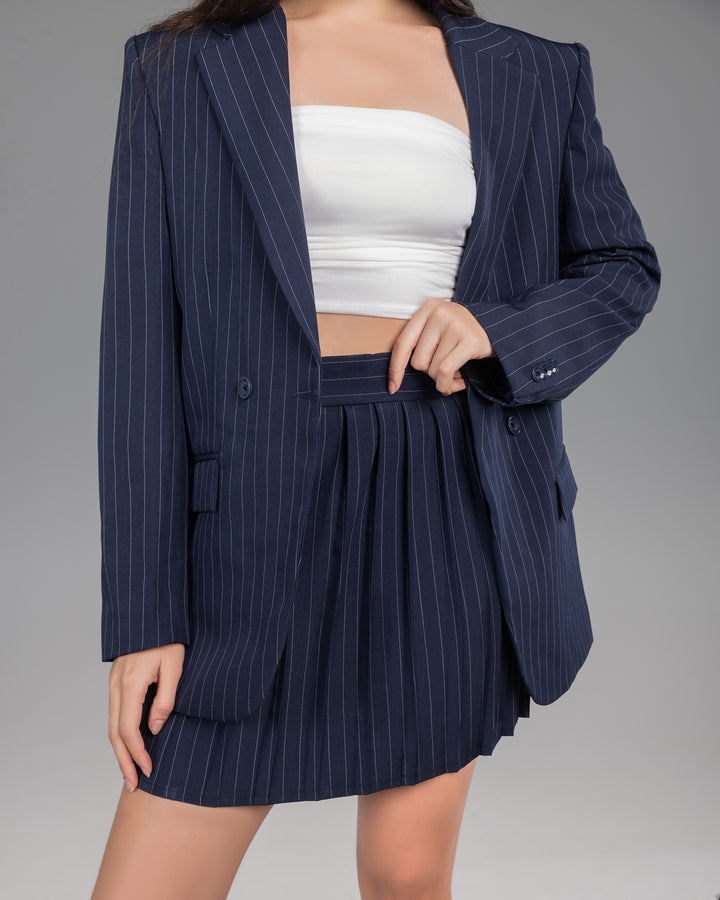 Navy Blue pleated Mini Skirt