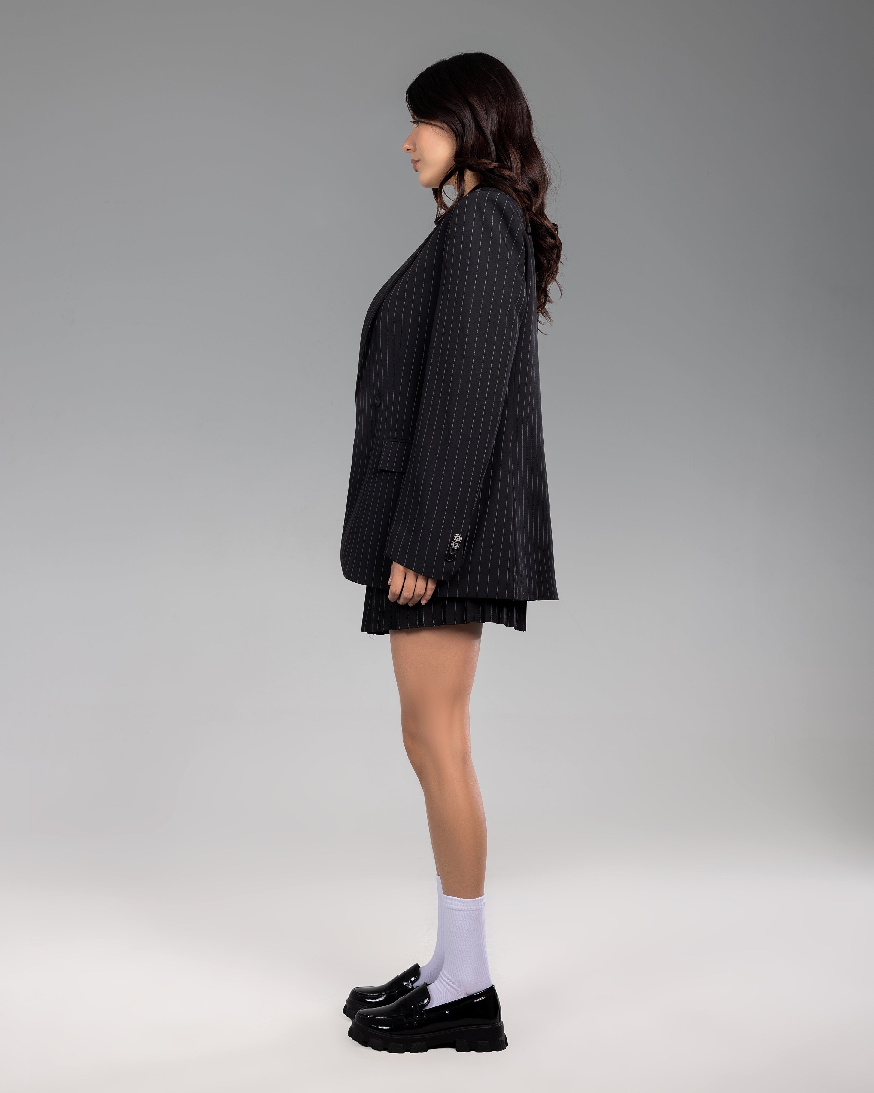 Black  striped Oversized  Blazer