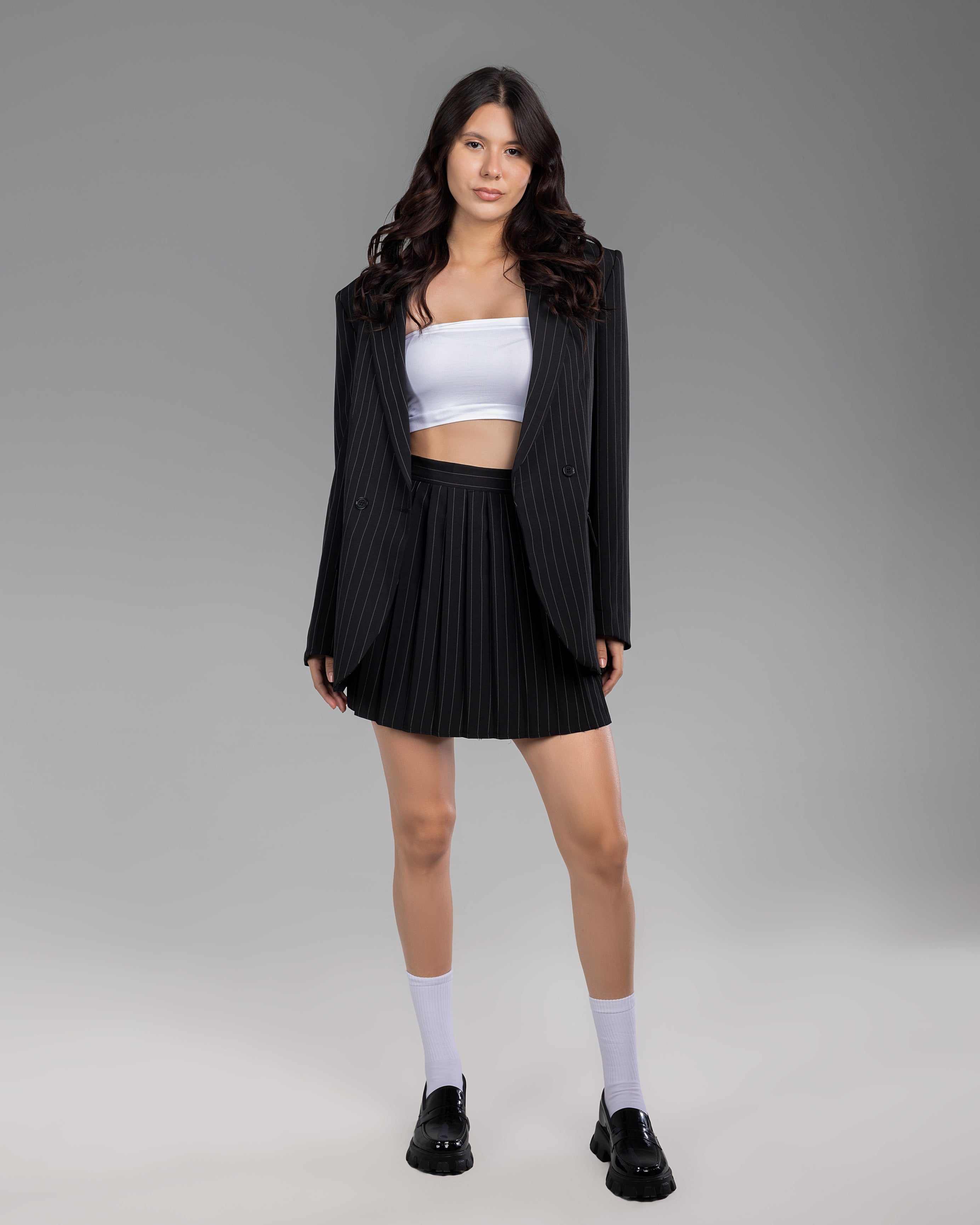 Black  striped Oversized  Blazer