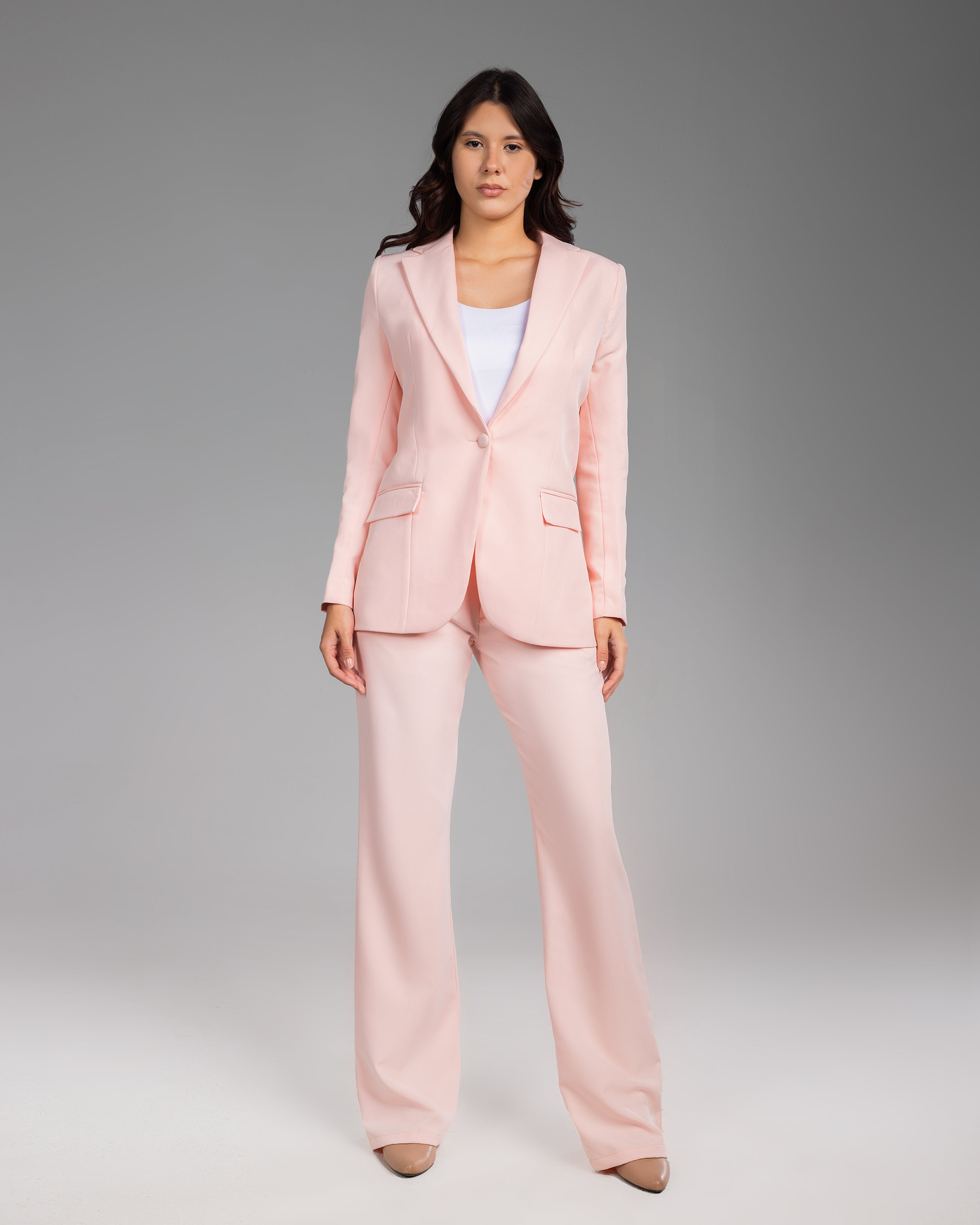 Soft Blush Straight Trousers