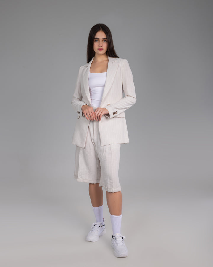 Unlined Sand Fitted Blazer