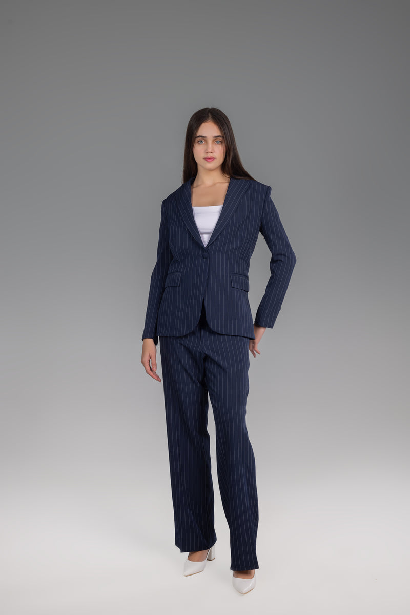 The Edge Pinstriped Tailored Fitted Blazer