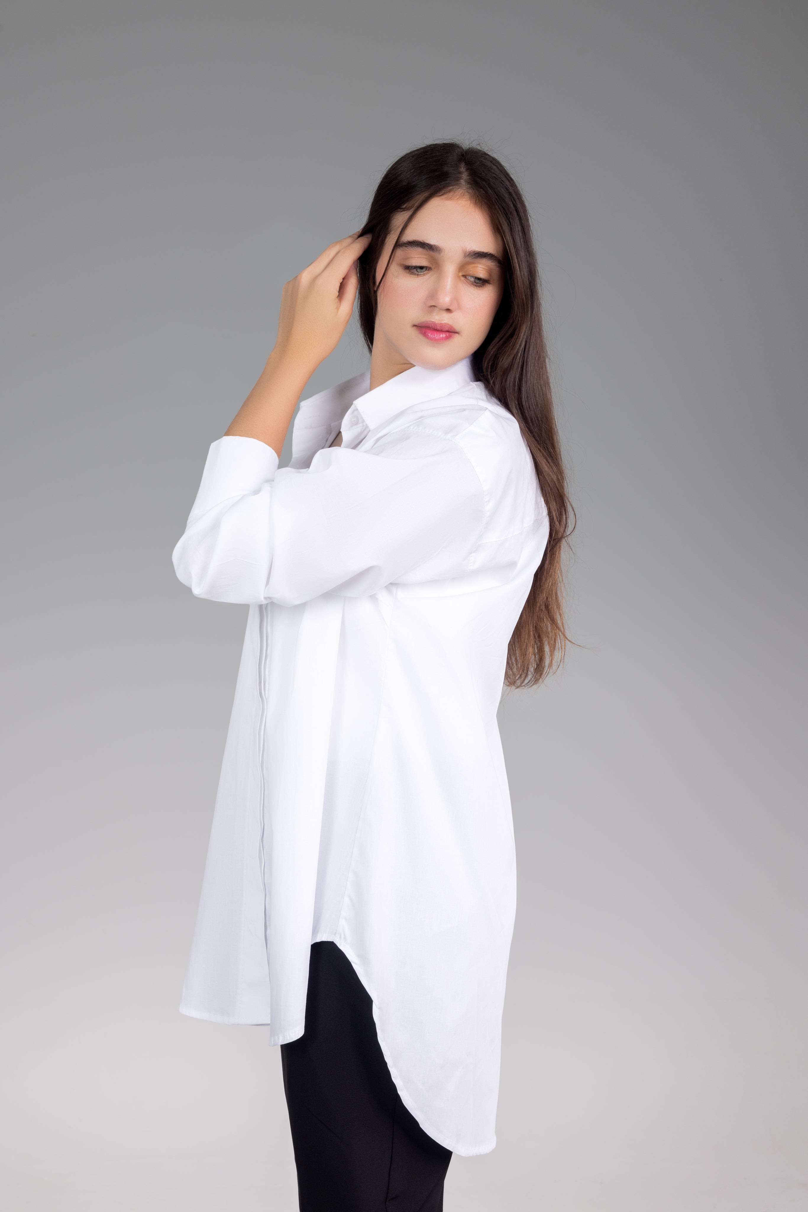 Longer Back White Oversized Shirt