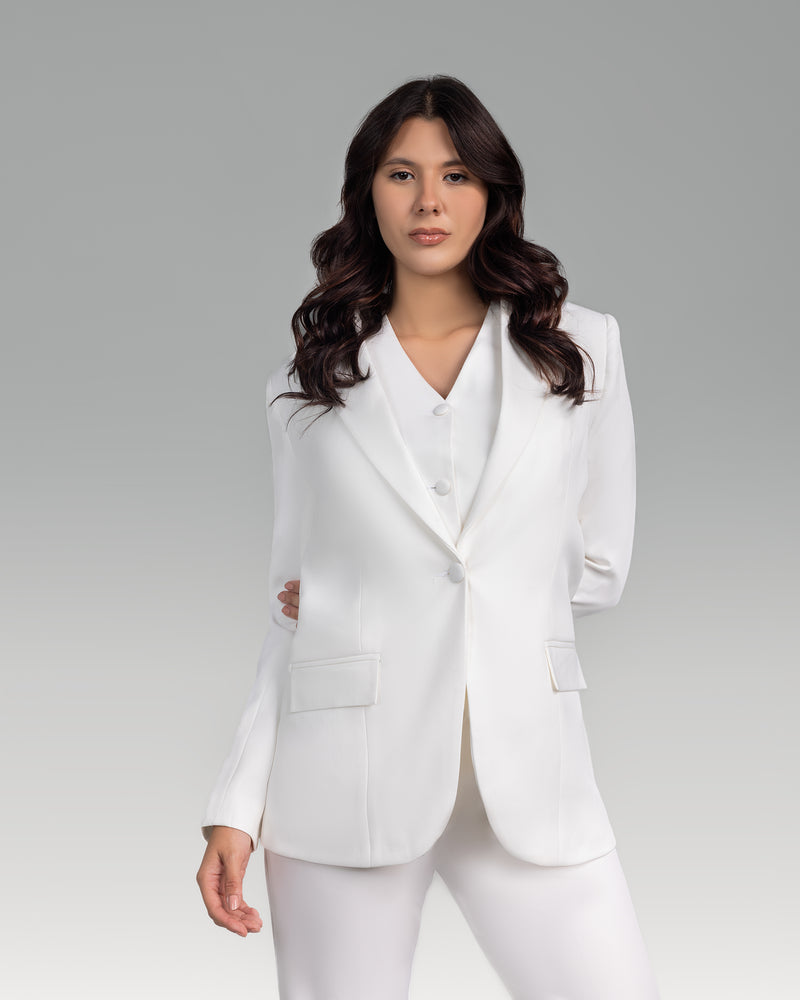 Silk White Blazer Tailored