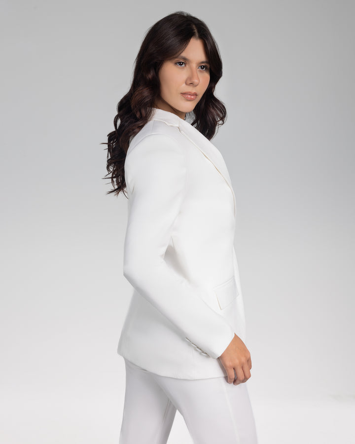 Silk off White Straight Trousers