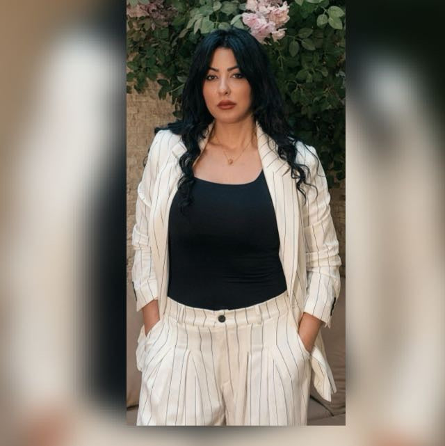 Verona wide leg pinstriped linen Suit
