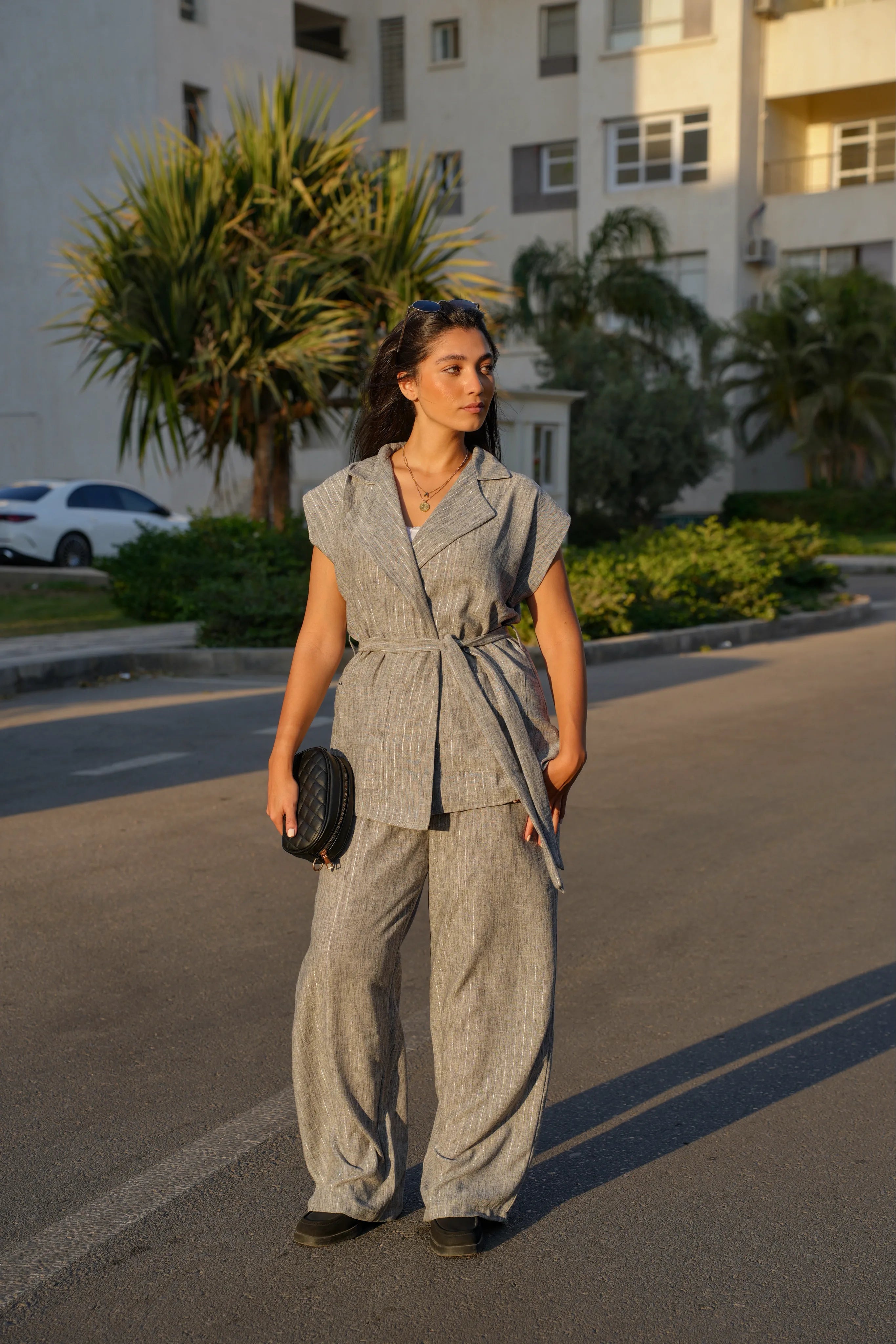 Shimmer linen comfy set with pant’s cotton  lining
