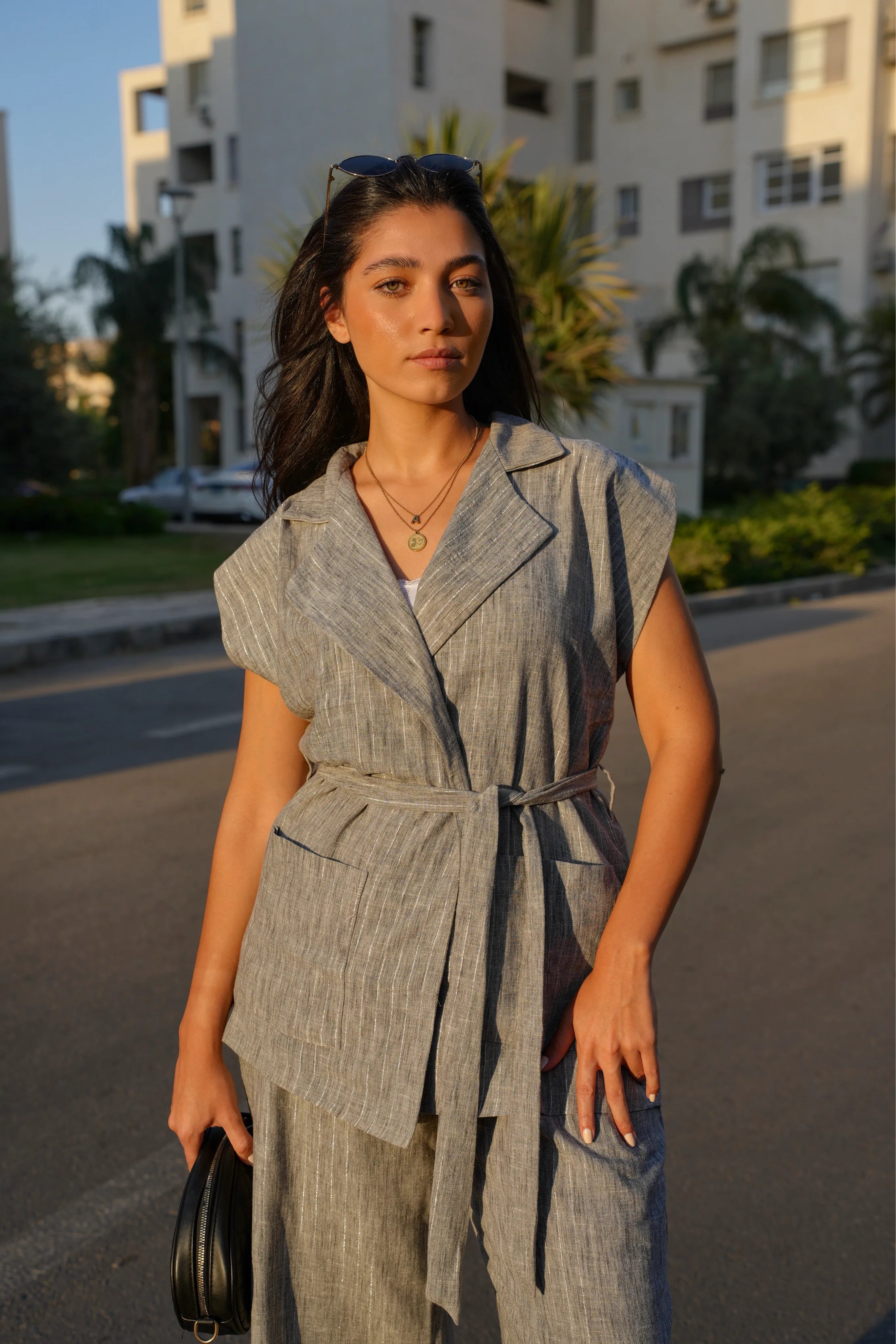 Shimmer linen comfy set with pant’s cotton  lining