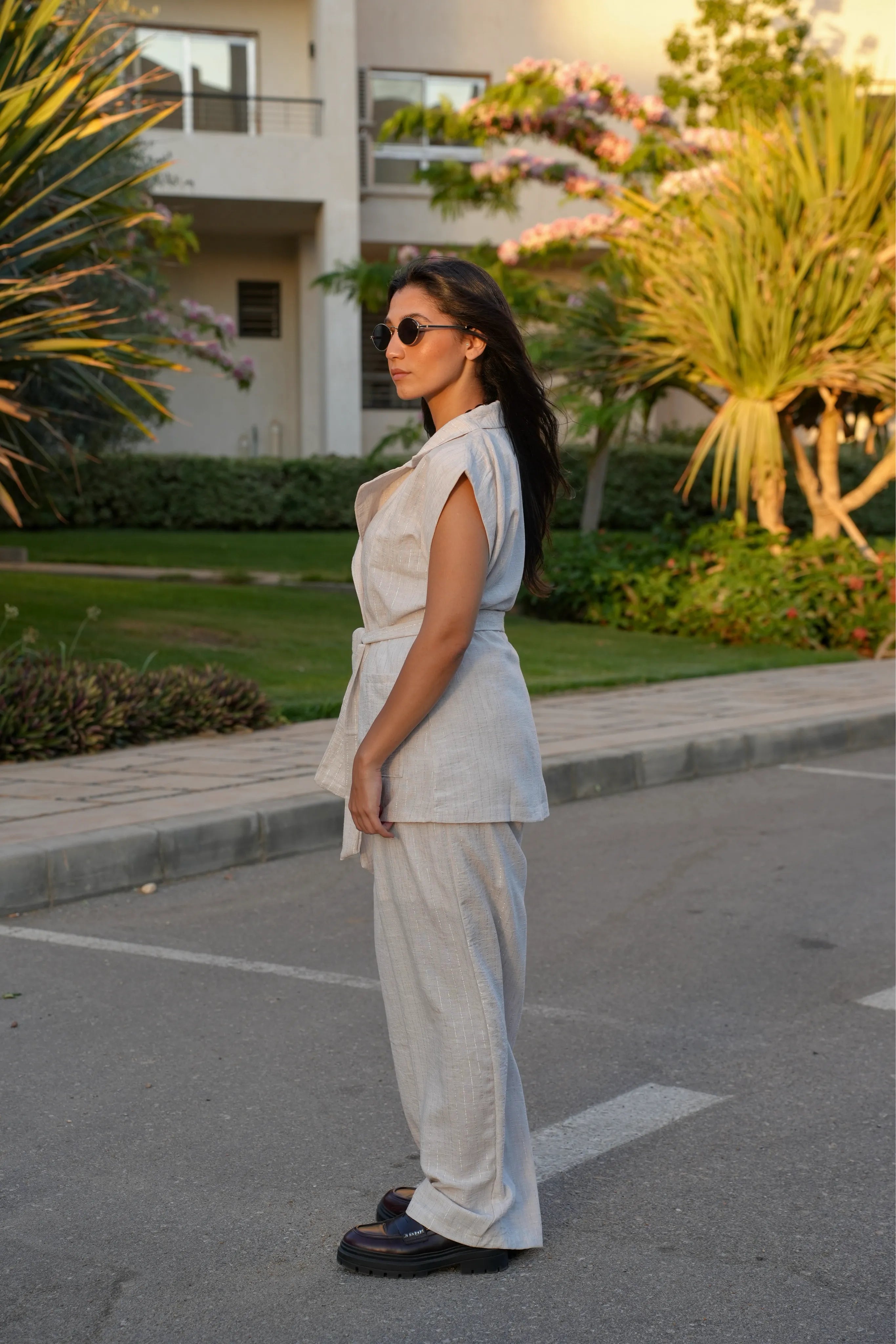 Shimmer linen comfy set with pant’s cotton  lining