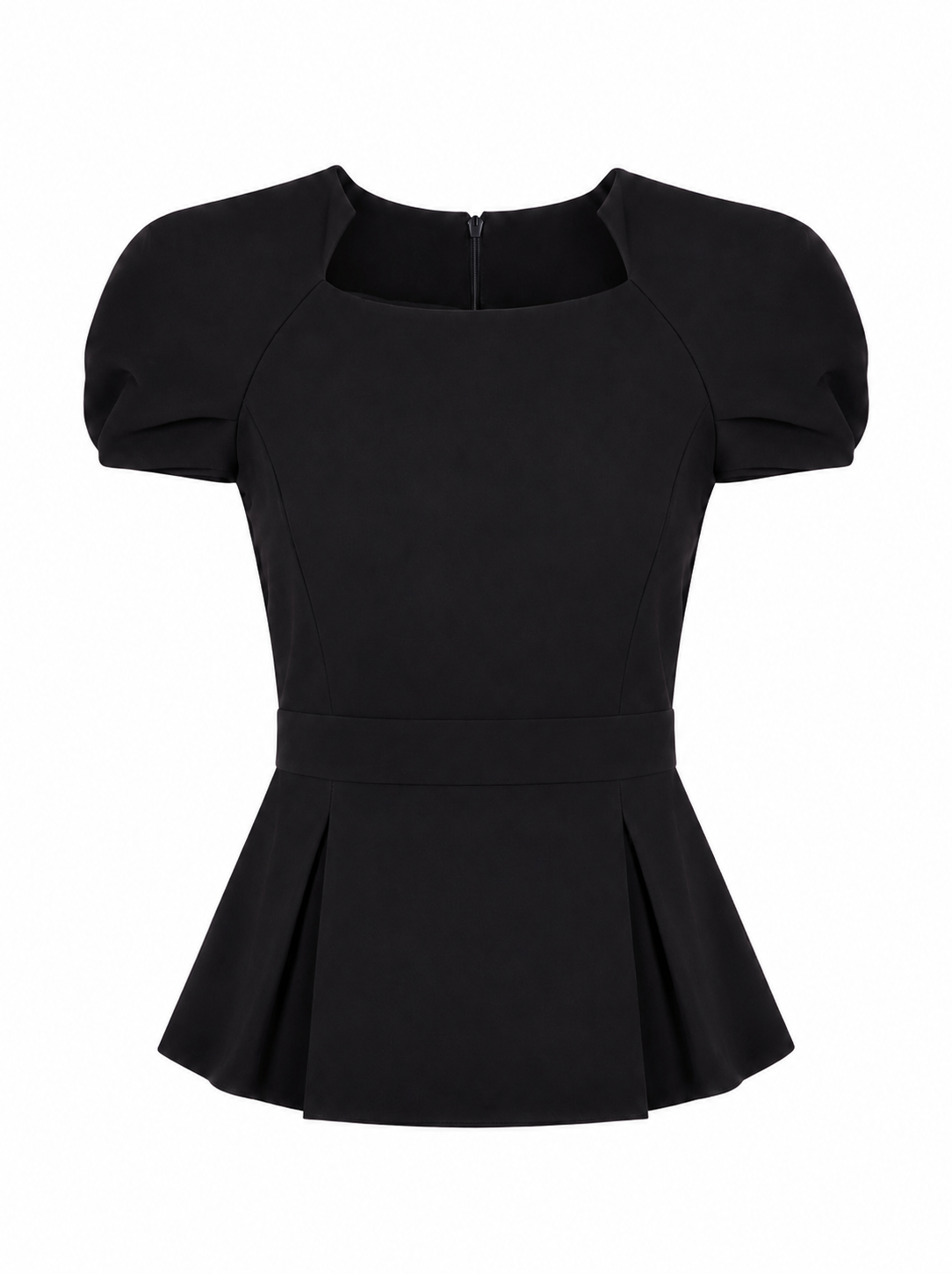 Noir Peplum Top - Tailored Waist-Defining Business Blouse