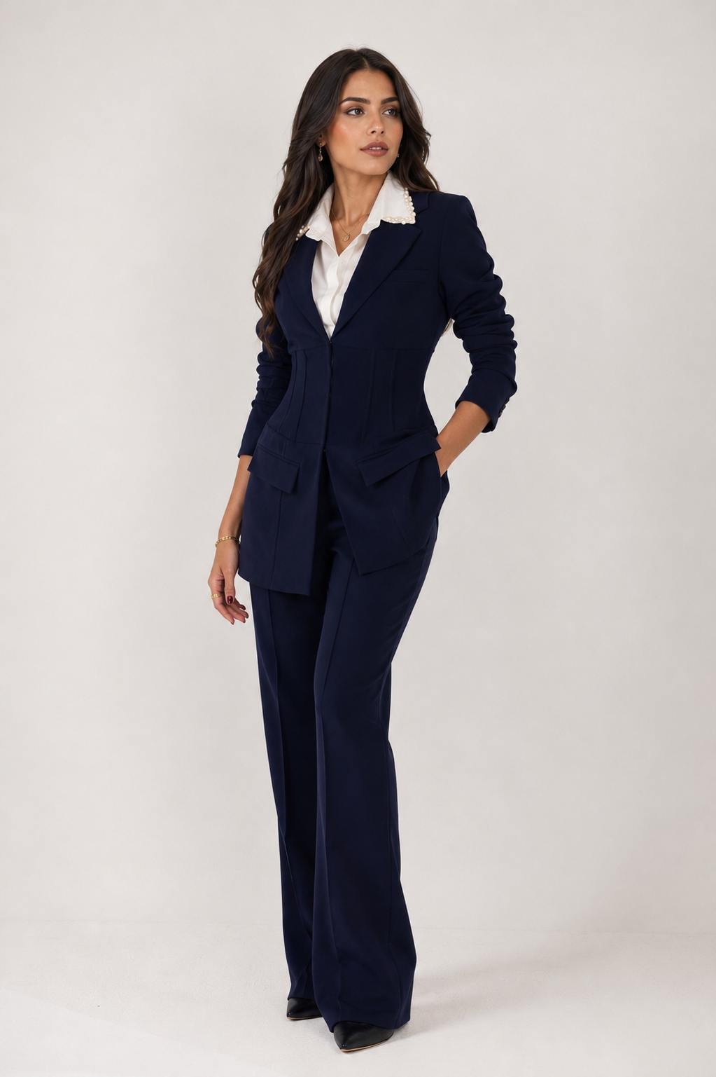 Structured Corset Suit - Tailored Two-Piece Set with Waist Definition