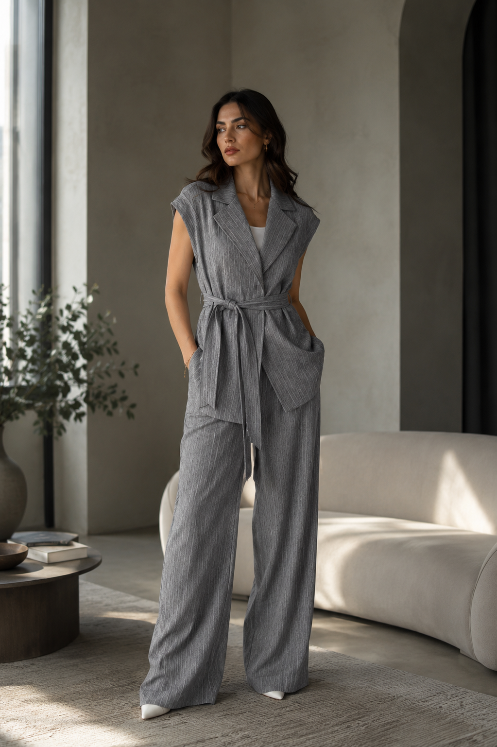Shimmer linen comfy set with pant’s cotton  lining