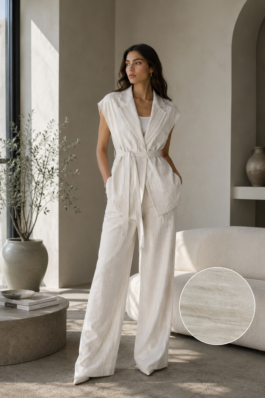 Shimmer linen comfy set with pant’s cotton  lining