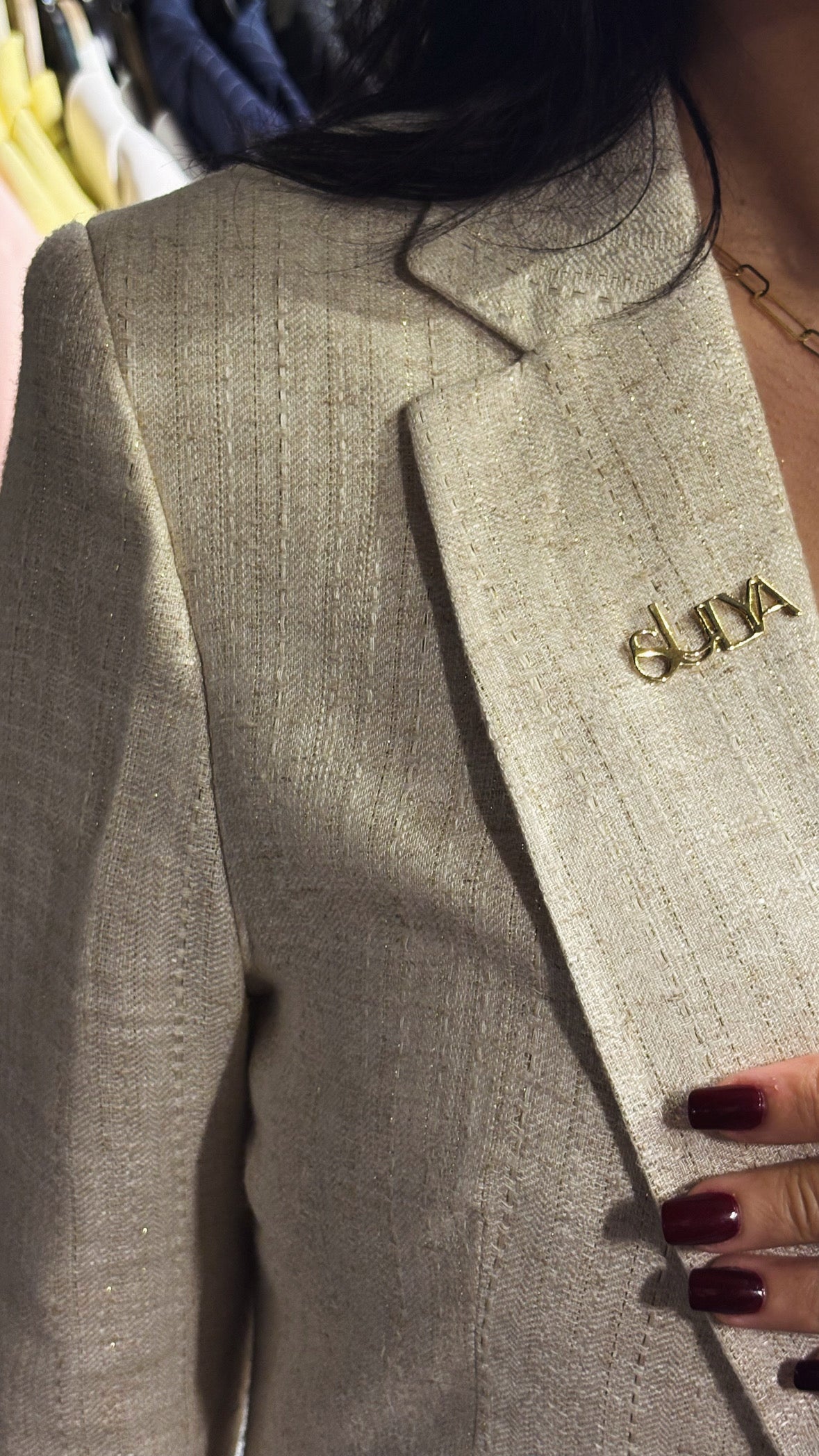 Ivory Glow Glittery Linen Skirt Suit