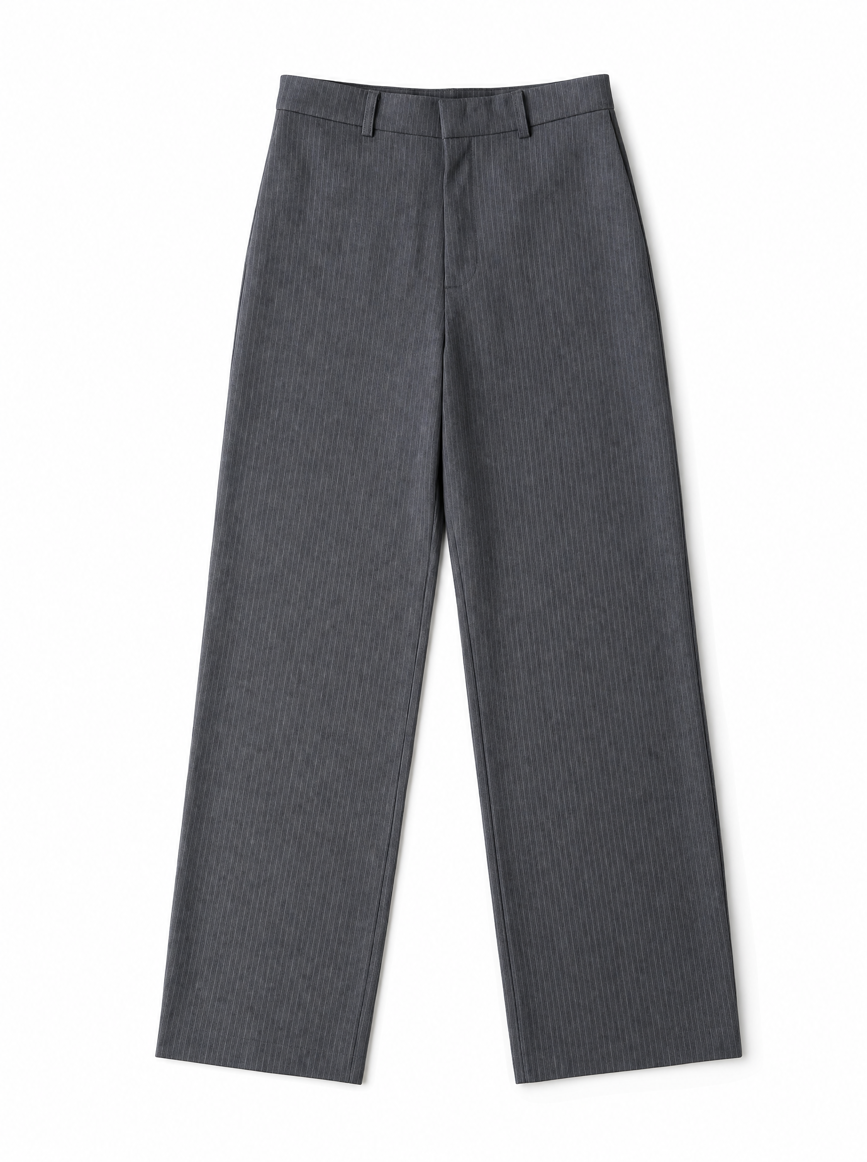 Sulya Grey Pinstriped Straight Cut Trousers