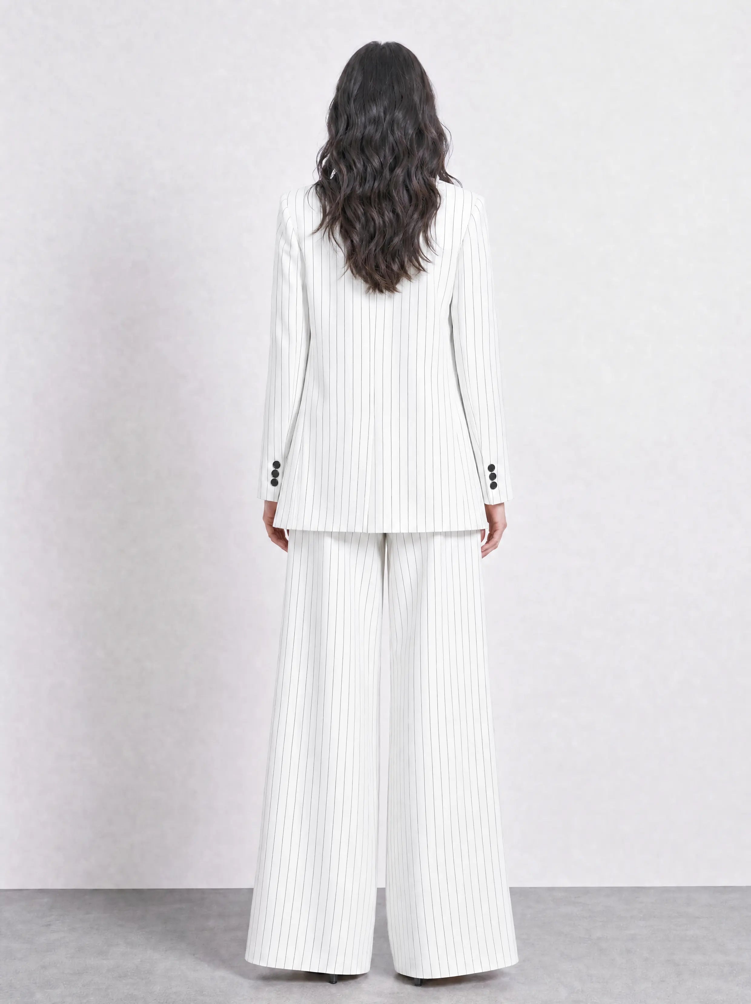 Verona wide leg pinstriped linen Suit