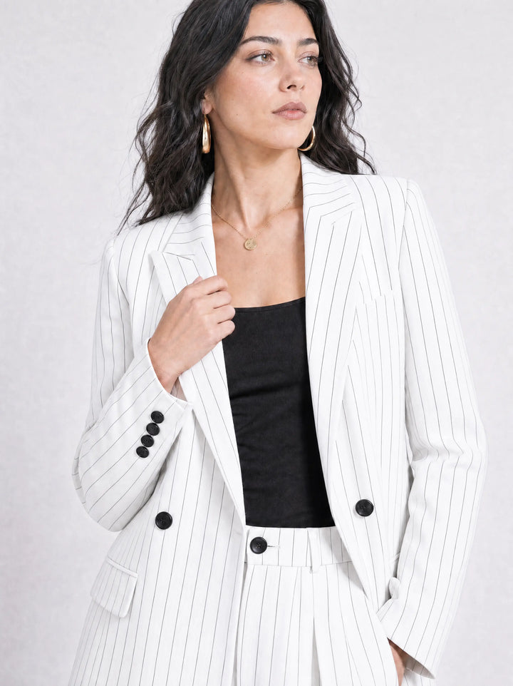 Verona wide leg pinstriped linen Suit