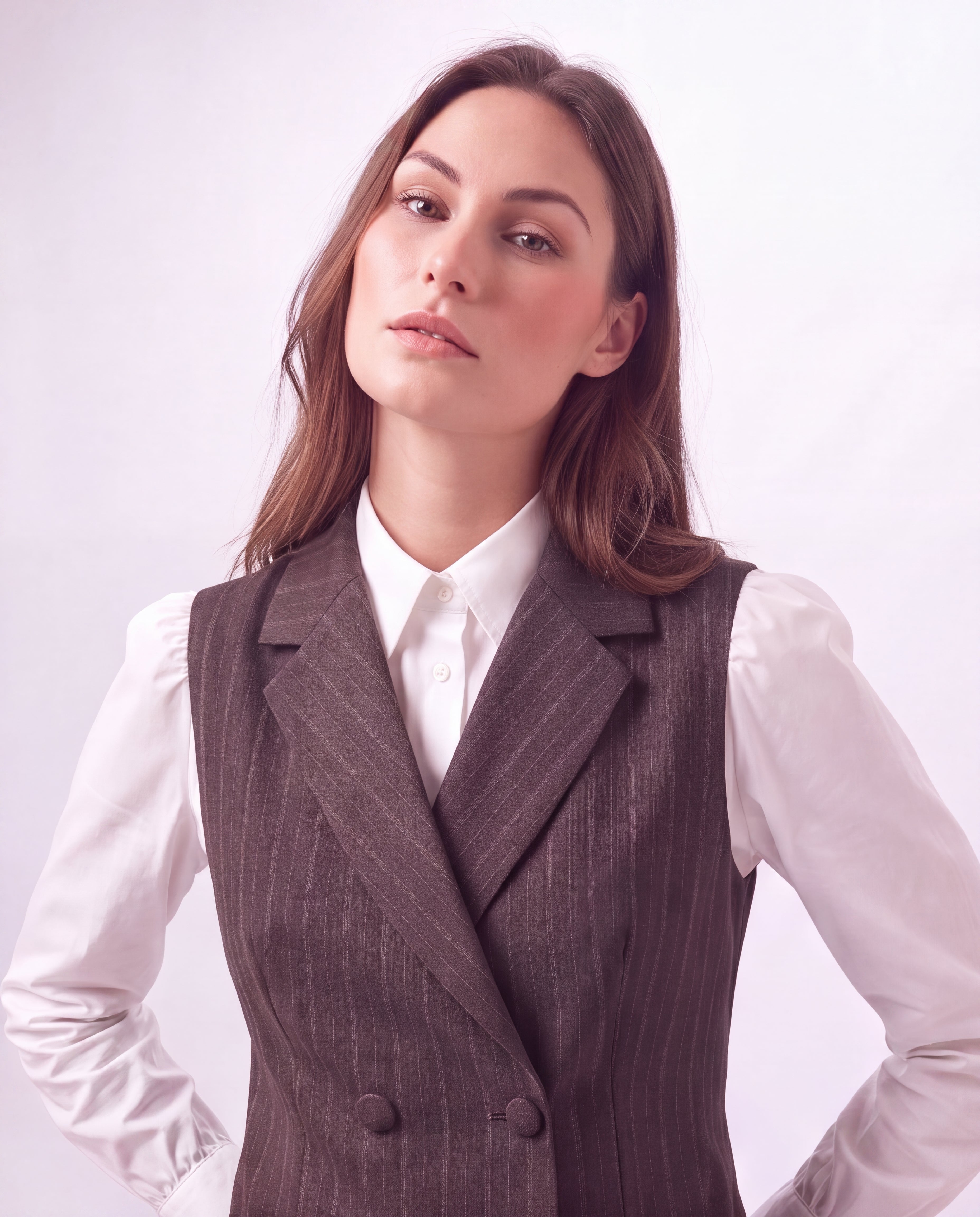Espresso Pinstripe Blazer vest Set